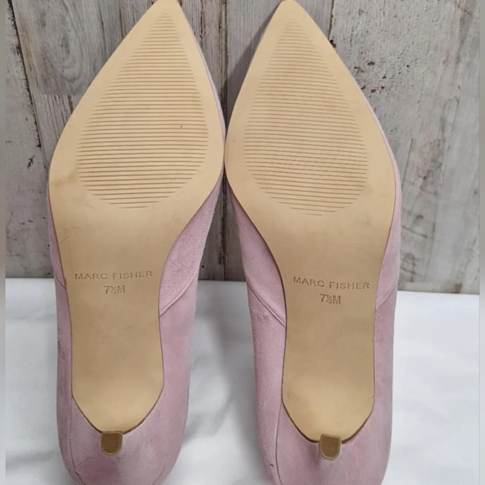 MARC FISHER Blush Pink Pointed Toe Suede Heels Women's 7.5